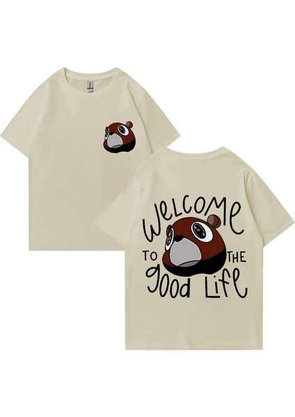 Rapçi Kanye West Mezuniyet Bea Iyi Hayat Baskı T Shirt Erkek Kadın Vintage Tee Hip Hop Street