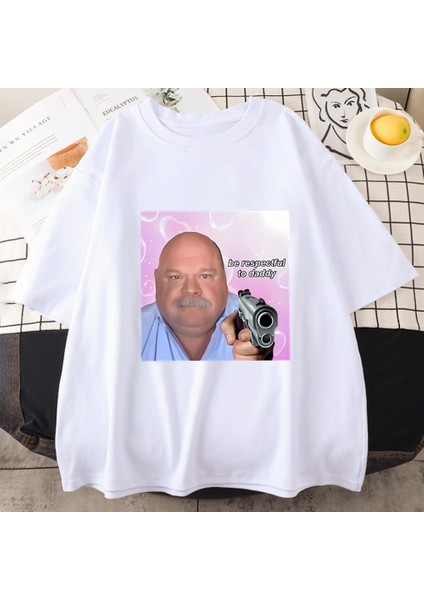 Bertram Saygılı Olmak Baba Tshirt Kadın Erkek Pamuk Sokak Hip Hop T-Shirt Artı Boyutu Üs