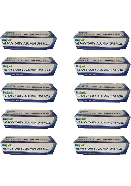 Heavy Duty Ağır Hizmet Tipi Alüminyum Folyo - 30 cm. x 150 Metre - 18 Mikron - 10 Paket