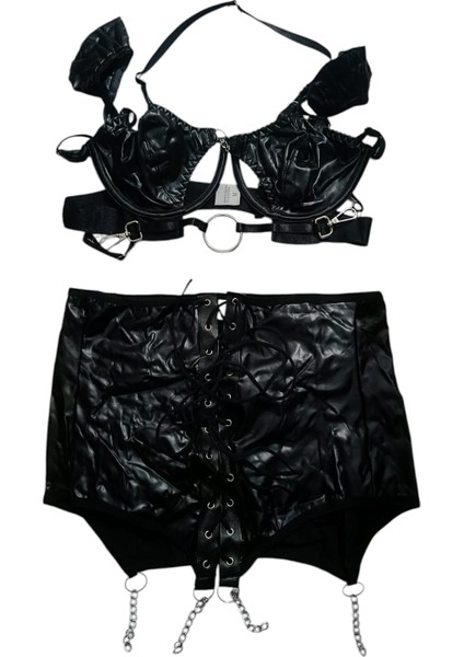 Deri Jartiyer Detaylı Takım, Zincir Detaylı Deri Iç Çamaşırı, Iç Çamaşır Takımı