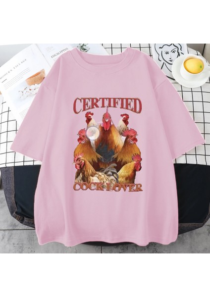 Komik Tavuk Meme Grafik T-Shirt Erkek Kadın Klasik Yüksek Kaliteli Giyim % Pamuk Te