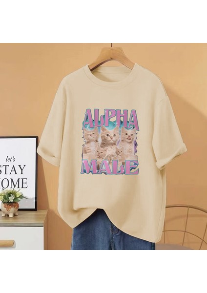Yenı Sevimli Kedi Grafik T-Shirt Erkek Kadın Komik Kısa Kollu T-Shirt Büyük Boy Casual T