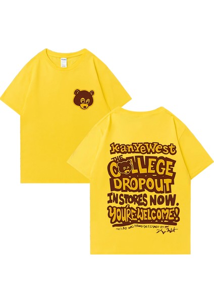 Rapçi Kanye West Moda Grafik Baskı T Shirt Erkek Kadın Vintage Tee Büyük Boy Kısa