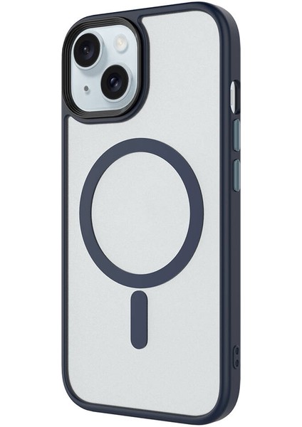 Apple iPhone 14 - Kılıf Mat Arka Yüzey Wireless Şarj Özellikli Flet Magsafe Kapak - Lacivert