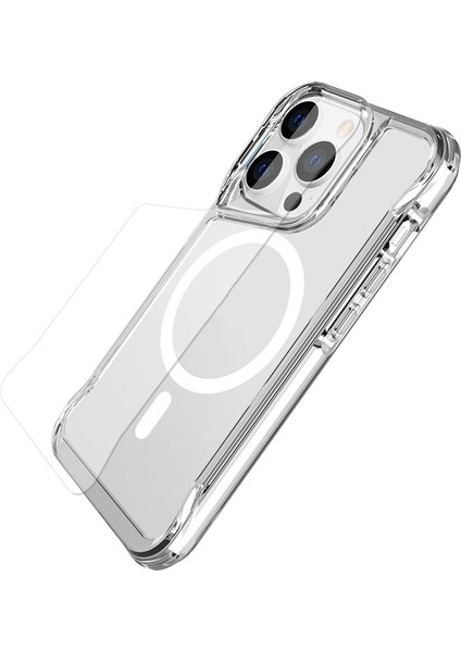 Apple iPhone 14 Pro Max - Kılıf Magsafe Şarj Özellikli T-Max Magsafe Kapak - Şeffaf