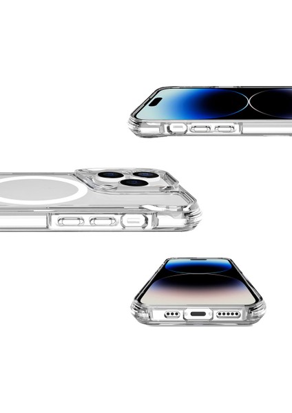 Apple iPhone 14 Pro Max - Kılıf Magsafe Şarj Özellikli T-Max Magsafe Kapak - Şeffaf
