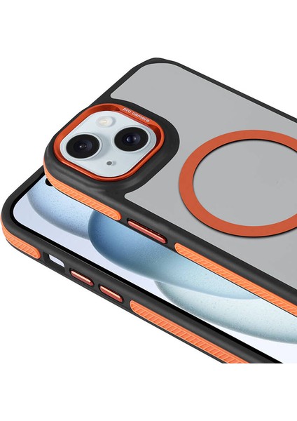 Apple iPhone 14 - Kılıf Magsafe Şarj Özellikli Mat Görünümlü Solo Kapak - Turuncu