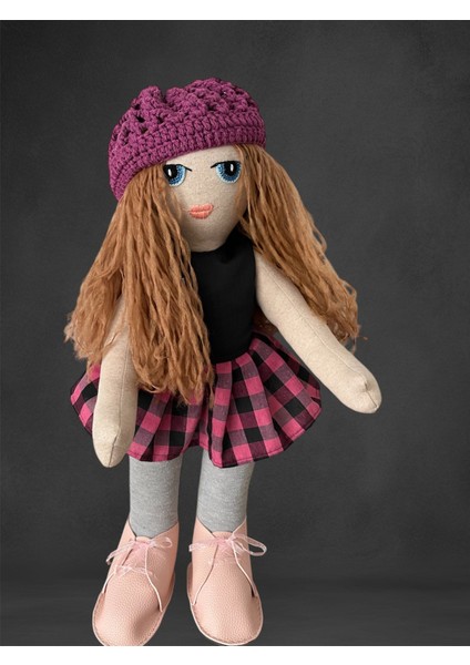 Karamel Rengi Saçlı Oyuncak El Yapımı Bez Bebek Amigurumi