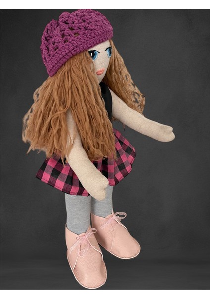 Karamel Rengi Saçlı Oyuncak El Yapımı Bez Bebek Amigurumi