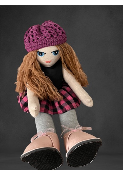 Karamel Rengi Saçlı Oyuncak El Yapımı Bez Bebek Amigurumi