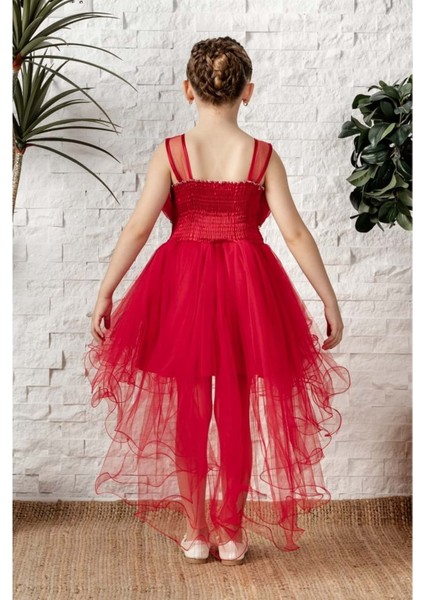 Uzun Kuyruk Tütülü Askılı Kız Filira Elbise MNK0584 fiyatları