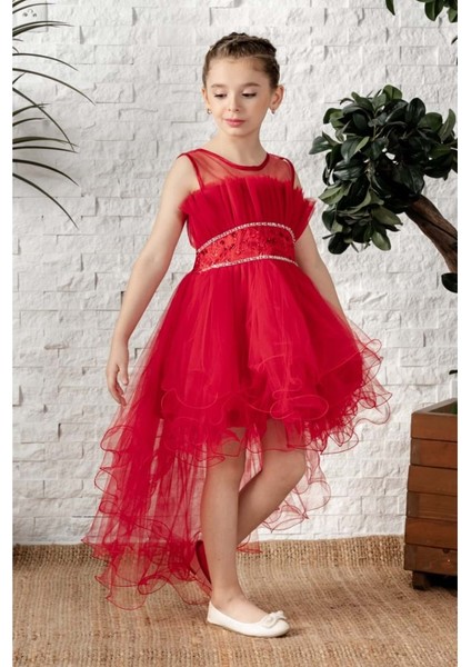 Uzun Kuyruk Tütülü Askılı Kız Filira Elbise MNK0584 fırsatları