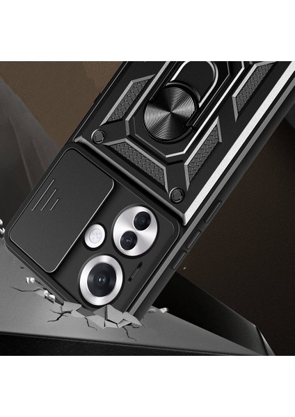 - Oppo Reno 11F 5G - Kılıf Magnetik Standlı Kamera Korumalı Sürgülü Vega Kapak - Siyah - T33200 fırsatları