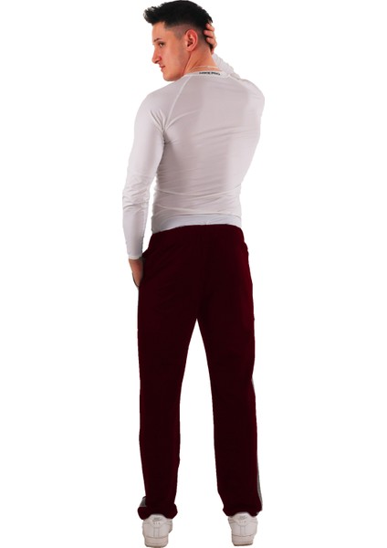 Erkek Yanı Beyazlı Bordo Eşofman Altı (Büyük Beden Seçeneğiyle) fırsatları