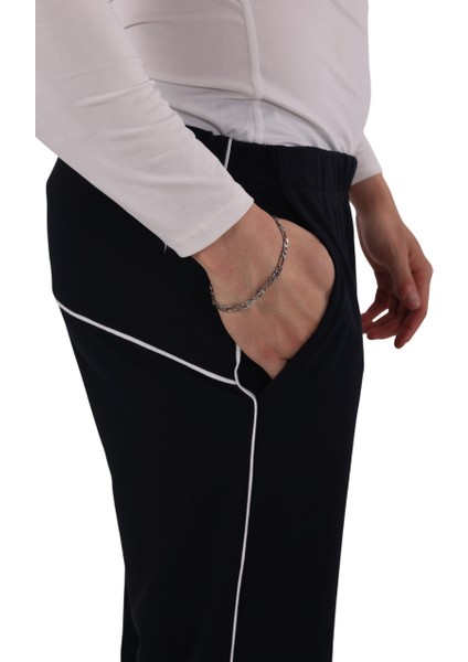 Erkek Biyeli Siyah Eşofman Altı (Büyük Beden Seçeneğiyle) modelleri