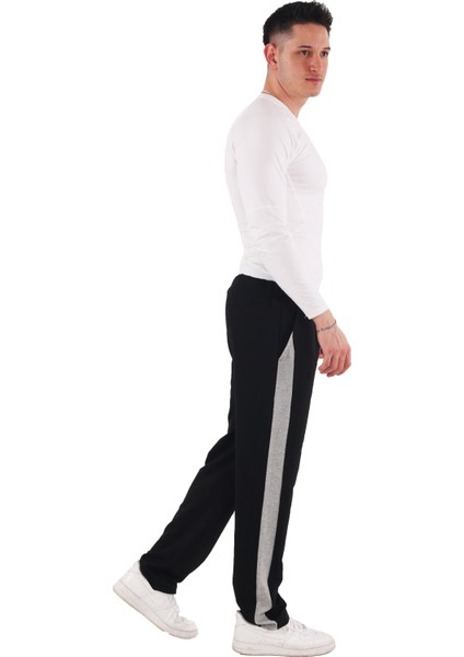Erkek Yanı Beyazlı Siyah Eşofman Altı (Büyük Beden Seçeneğiyle) fiyatları