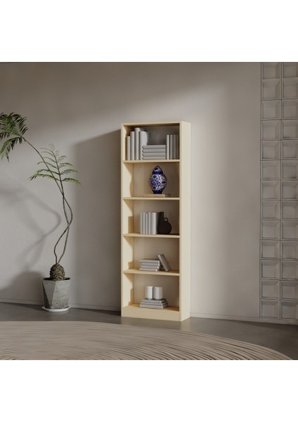 Ilay Suntalam Kitaplık ( 200 x 60 x 24) Krem ( Parlak )