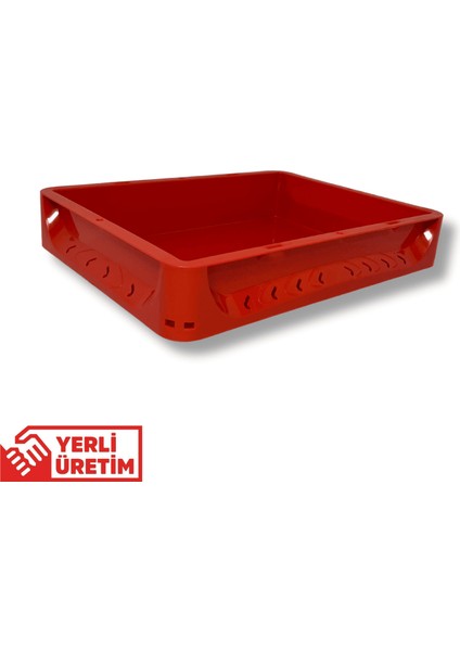 1.Kalite Kırmızı Hamur Pasası 40x30x7.5 cm - Gıdaya Uygun Plastik Kasa Hamur Kasası 7 Litre