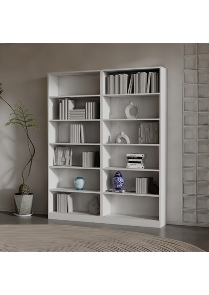 Alizya Suntalam Kitaplık ( 200 x 160 x 28 ) Beyaz ( Parlak )