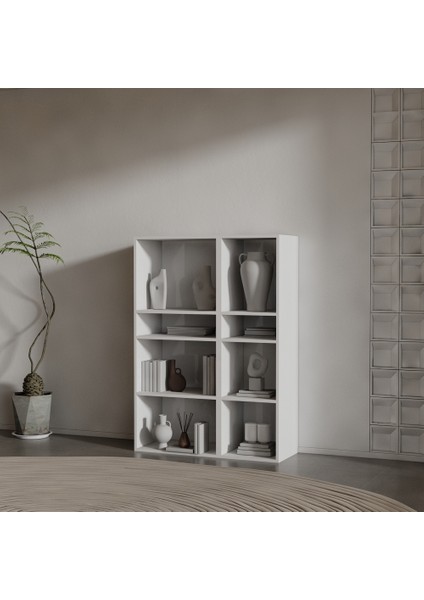 Lime Suntalam Kitaplık ( 140 x 100 x 37 ) Beyaz ( Parlak )