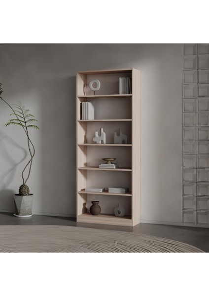 Eby Suntalam Kitaplık ( 200 x 80 x 28 ) Hareli Ceviz (Mat)