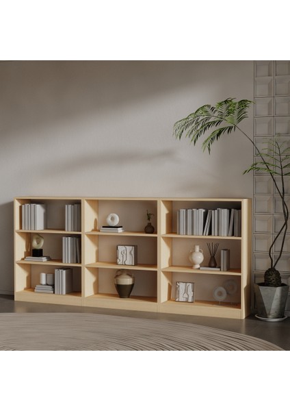 Lucca 3 'lü Suntalam Kitaplık ( 106 x 240 x 28 ) Akçaağaç ( Mat )
