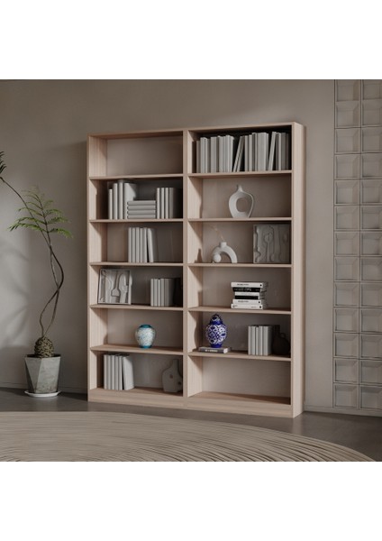 Alizya Suntalam Kitaplık ( 200 x 160 x 28 ) Hareli Ceviz (Mat)