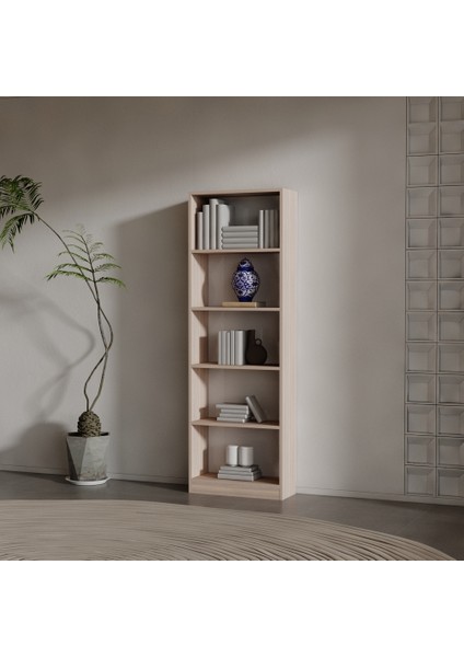 Ilay Suntalam Kitaplık ( 200 x 60 x 24) Hareli Ceviz (Mat)