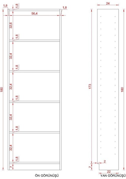Ilay Suntalam Kitaplık ( 200 x 60 x 24) Cordoba ( Mat )