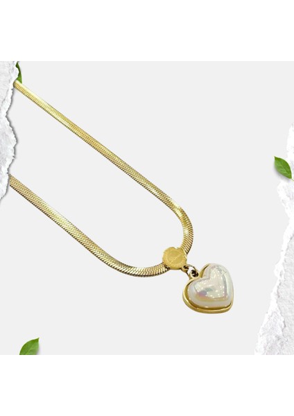 Kalp Dolgulu Damla Zincir Kolye