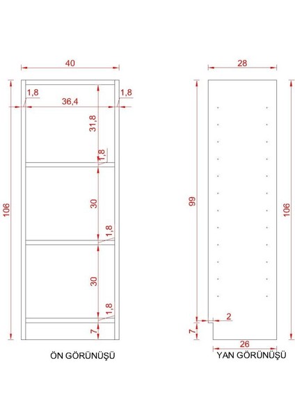 Cool Suntalam Kitaplık ( 106 x 40 x 28 ) Bambu ( Parlak )