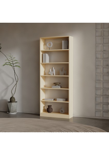 Eby Suntalam Kitaplık ( 200 x 80 x 28 ) Krem ( Parlak )