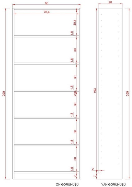 Eby Suntalam Kitaplık ( 200 x 80 x 28 ) Krem ( Parlak ) fiyatları