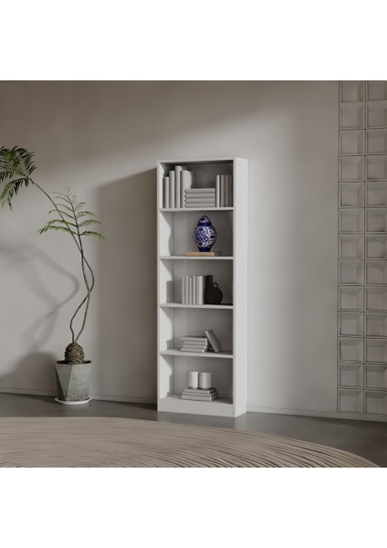 Ilay Suntalam Kitaplık ( 200 x 60 x 24) Beyaz ( Mat )