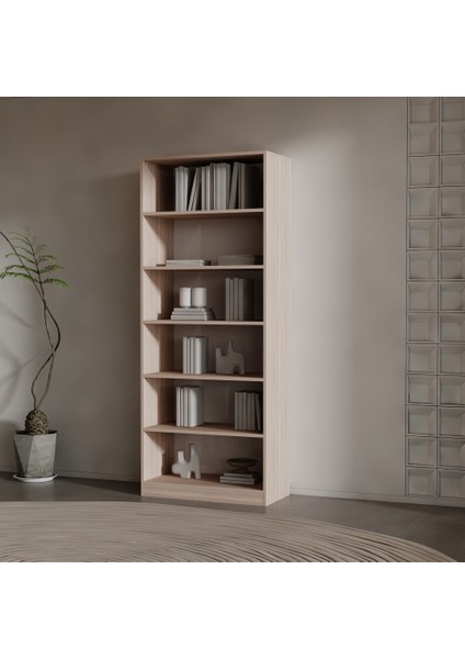 Roni Suntalam Kitaplık ( 200 x 80 x 40 ) Hareli Ceviz (Mat)