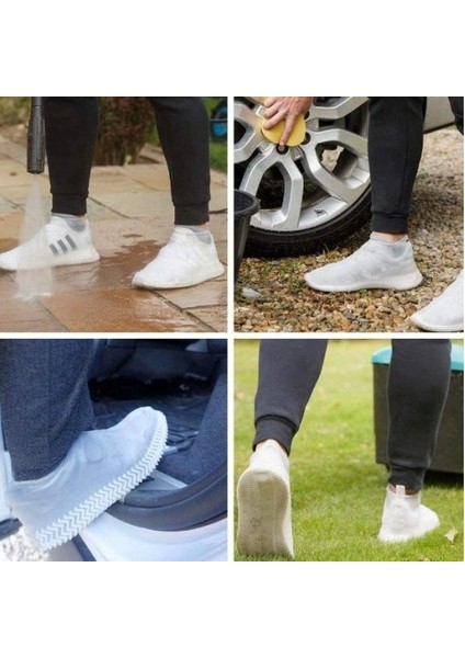 Siyah Silikon Yağmur Koruyucu Ayakkabı Kılıfı Kaymaz Su Kir Geçirmez (Large 38-41 Numara) modelleri