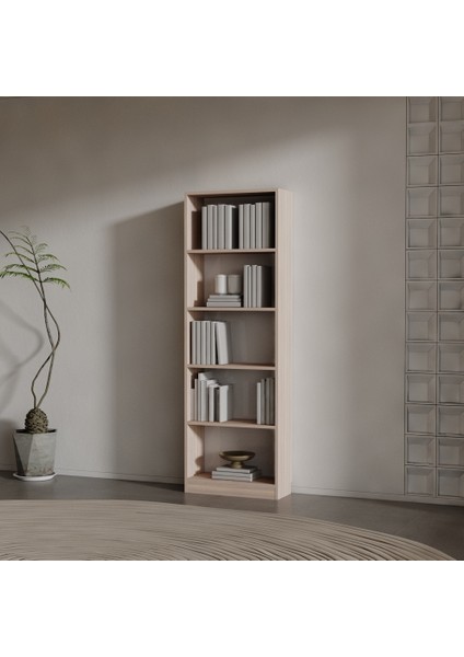 And Suntalam Kitaplık ( 180 x 60 x 24 ) Hareli Ceviz (Mat)