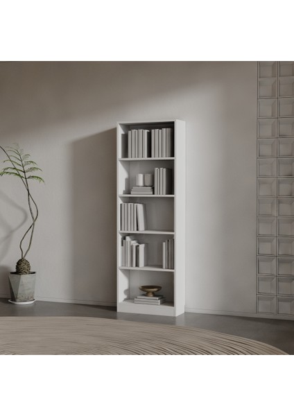 And Suntalam Kitaplık ( 180 x 60 x 24 ) Beyaz ( Mat )
