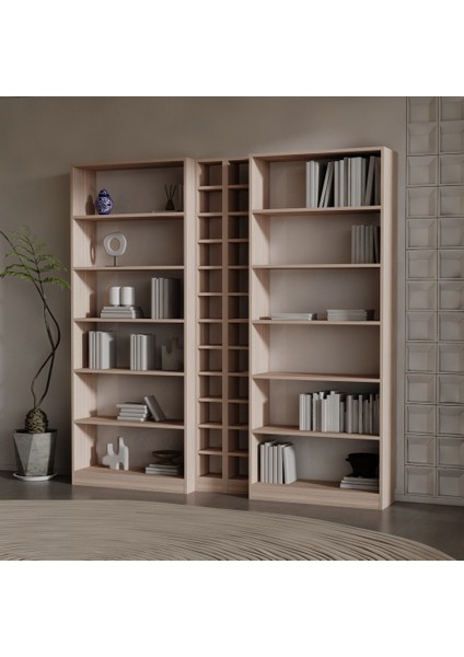 Max Suntalam Kitaplık ( 200 x 200 x 28 ) Hareli Ceviz (Mat)