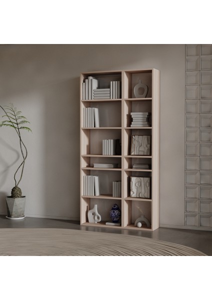Aro Suntalam Kitaplık ( 200 x 100 x 37 ) Hareli Ceviz (Mat)