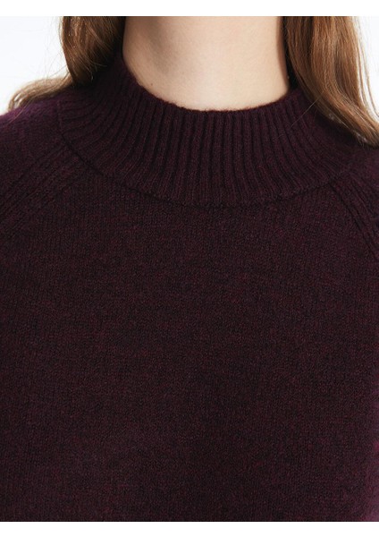Lcw Modest Dik Yaka Düz Oversize Kadın Triko Tunik