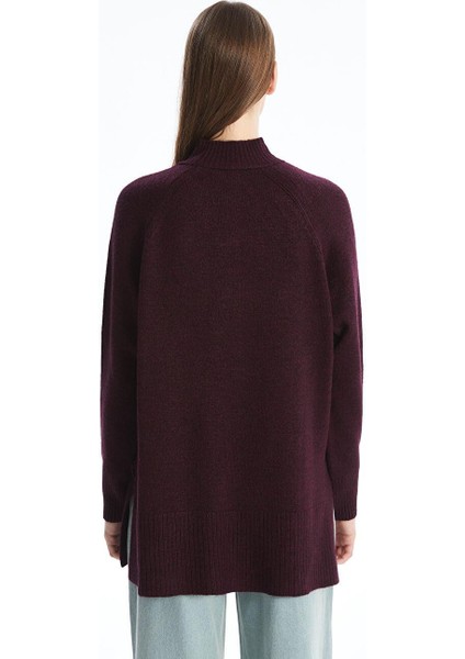 Lcw Modest Dik Yaka Düz Oversize Kadın Triko Tunik