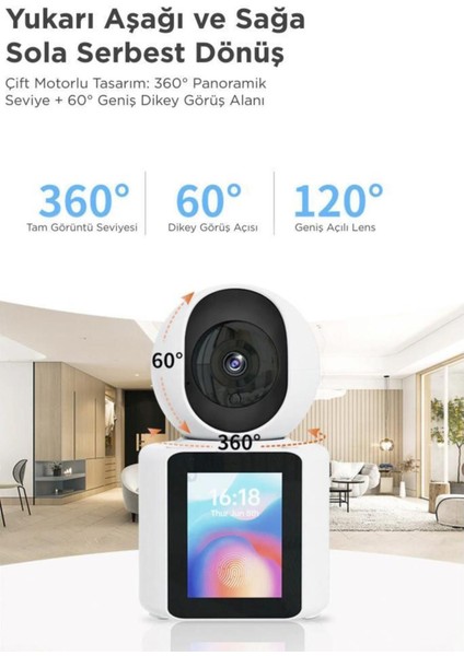 Cmr-11 360° Akıllı Güvenlik ve Bebek Kamerası - 5mp Hd Görüntü Gece Görüşü İki Yönlü Ses