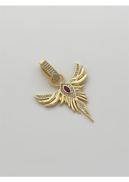 Anka Kanatlı Göz Ajda Charm -Zirkon Taşlı ve Yakut Detaylı Şık Tasarım