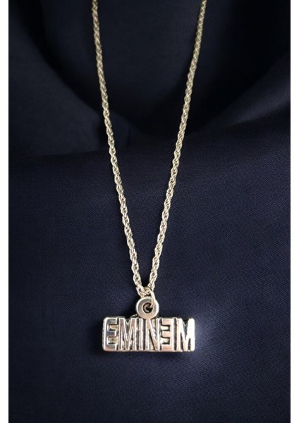 Antik Gümüş Kaplama El Yapımı Eminem Fan Unisex Zincirli Kolye