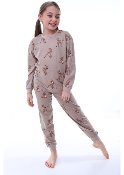 %100 Pamuk Ceylan Desenli Garson Boy Kız Çocuk Pijama Takımı