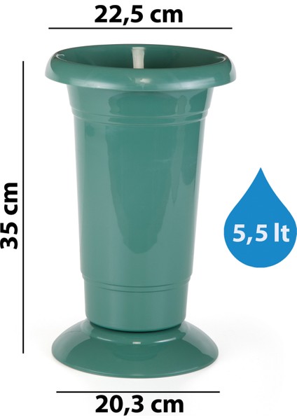 5,5 Lt Dekoratif Çok Amaçlı Silindir Kesme Çiçek Vazosu Şemsiyelik ve Beyaz Saksı