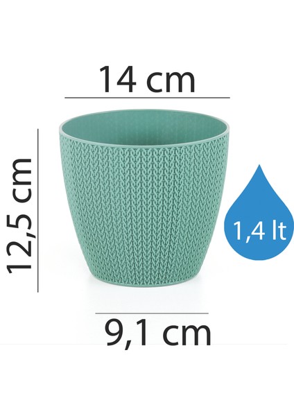 Sümela Örgü Saksı 1,4 Litre Kendinden Tabaklı Bitki Çiçek Saksısı