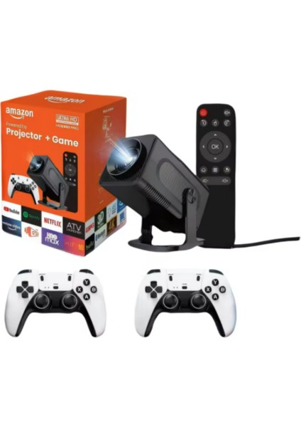 Omik HCS350 Retro Video Oyun Konsolları El Oyun Konsolu Wıfı Taşınabilir Akıllı Projektör Çift Kolu