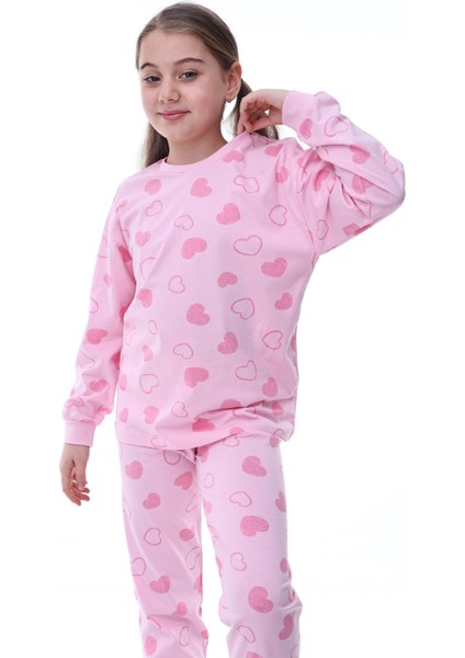 %100 Pamuk Kalp Desenli Garson Boy Kız Çocuk Pijama Takımı - Pembe fiyatları
